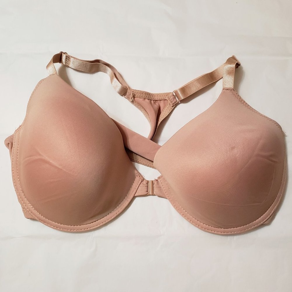 Beige underwire bra fastens in front 42C + Bonus
